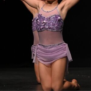 Purple Dance Costume with Embellishments